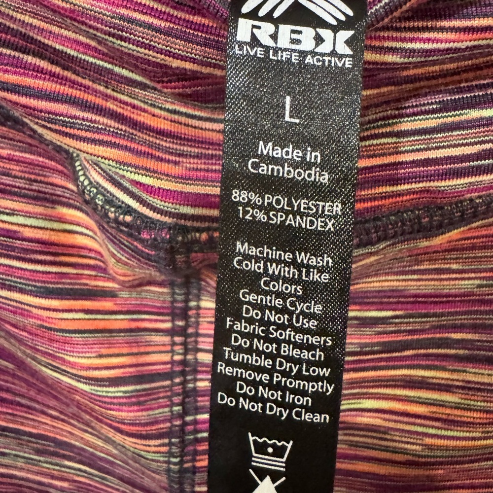 RBX Active High Waist Space Dye Leggings Multicolor Stripe Size L - Picture 3 of 4